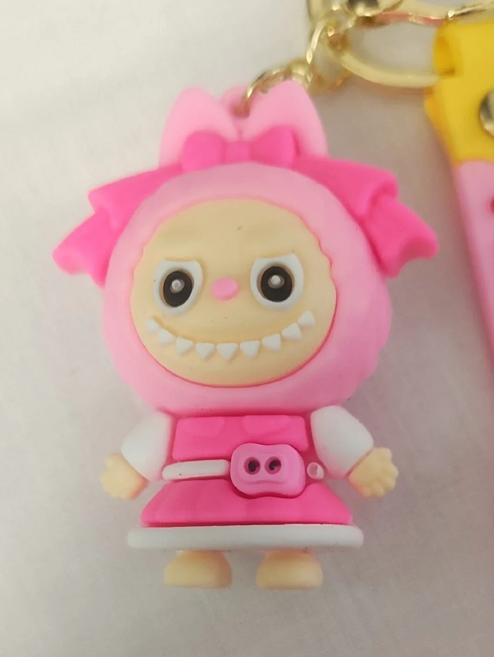 Pink Labubu Silicone Character Key & Card Holder Keychain